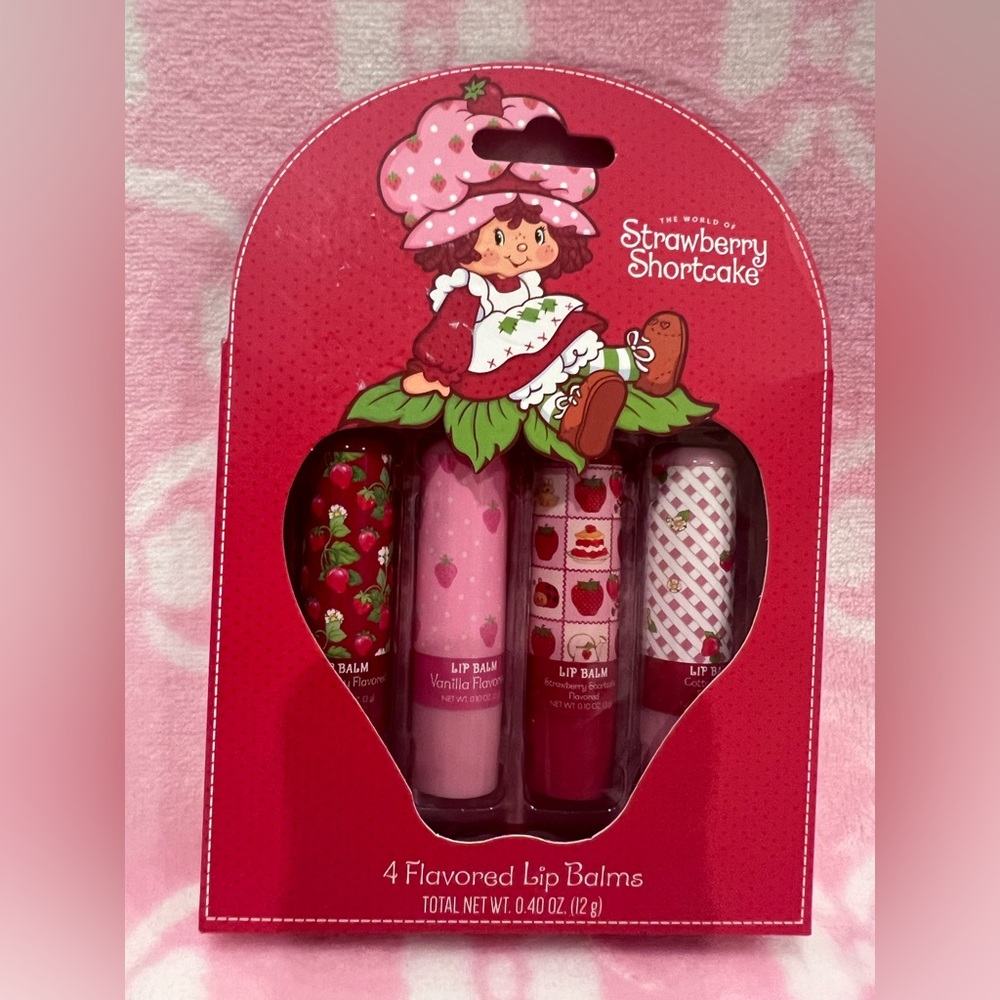Strawberry Shortcake Flavored Lip Balms (4 pack)! 🍓🍰
